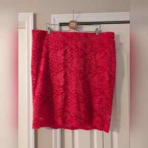 Torrid Vibrant Red Lace Pencil Skirt
